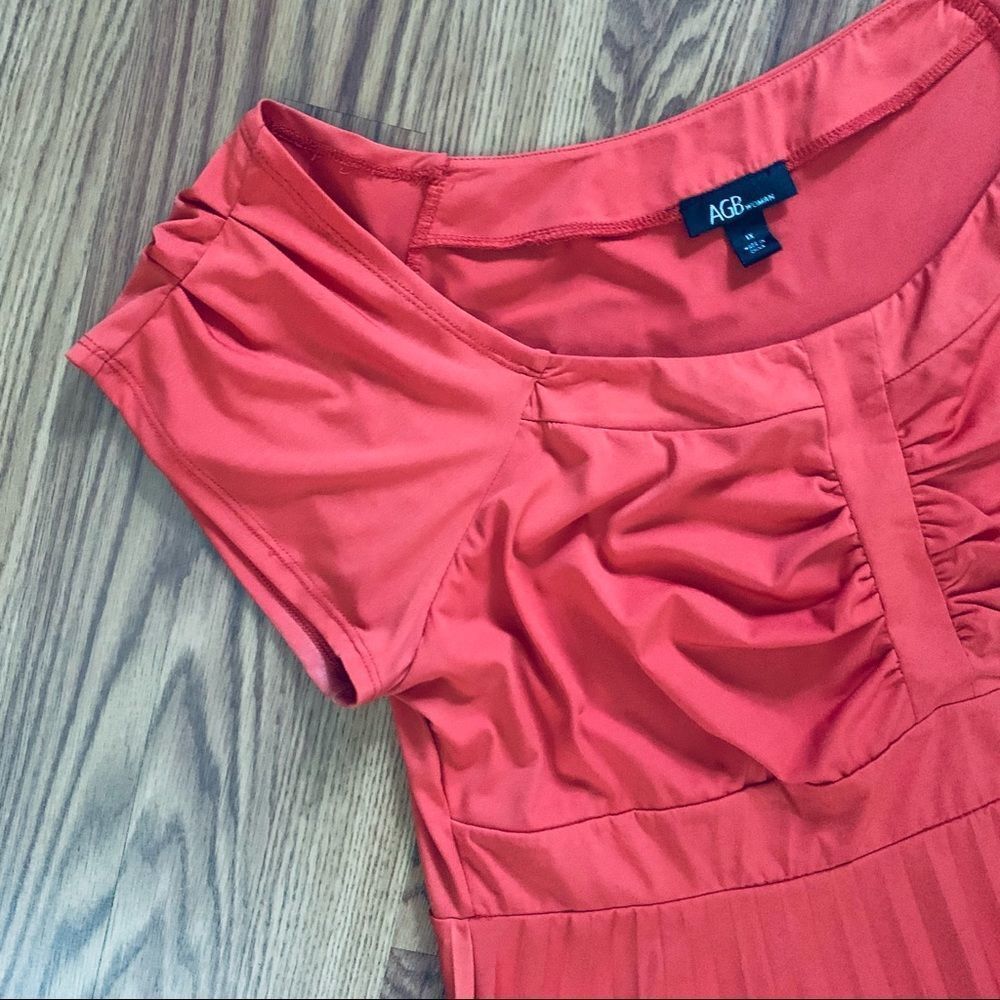 Agb Woman Orange Cap Sleeve Tunic Top Gathered Front Size 1 X - Picture 2 of 9